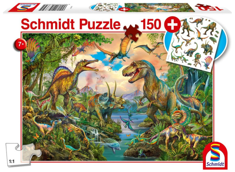 SCHMIDT Puzzle Dinosauři 150 dílků + dárek (tetovačky)