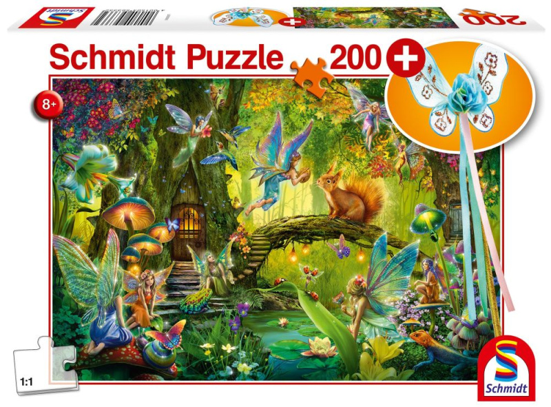 SCHMIDT Puzzle Víly v lese 200 dílků + dárek (vílí hůlka)