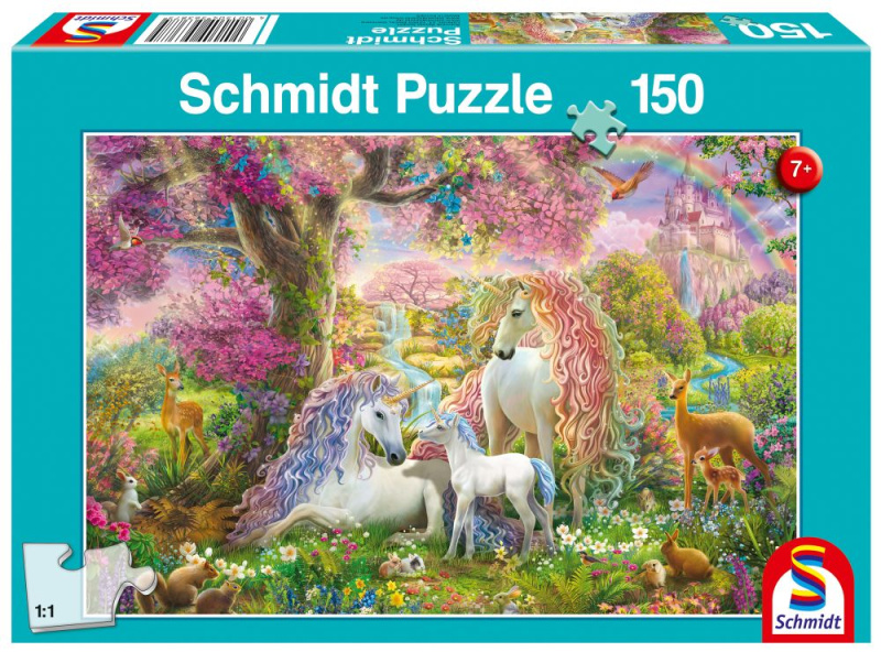 SCHMIDT Puzzle Květiny a jednorožci 150 dílků