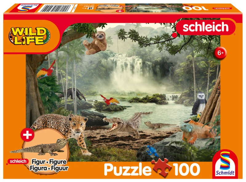 SCHMIDT Puzzle Schleich V deštném pralese 100 dílků + figurka Schleich