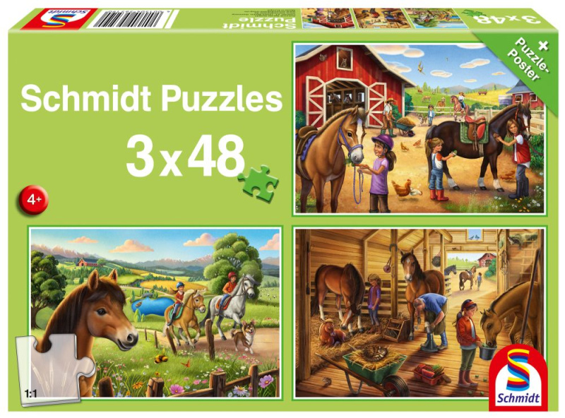 SCHMIDT Puzzle Moje oblíbení koníci 3x48 dílků