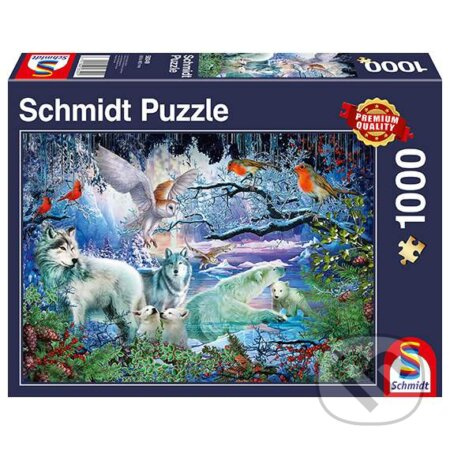 Wolves in a winter forest - puzzle z kategorie Zvířata