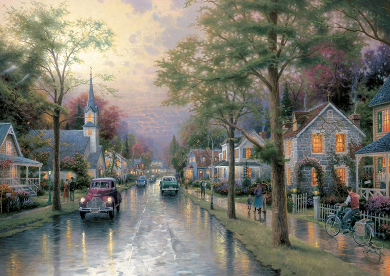 Schmidt Thomas Kinkade Ráno v malém městě Morgen in der kleinen Stadt 1000 dílků