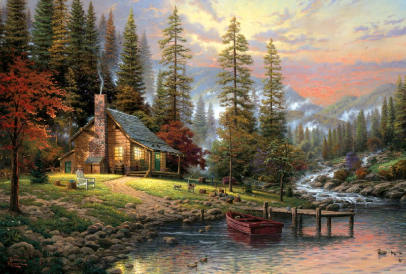 Schmidt Thomas Kinkade Domek v horách Haus in den Bergen 500 dílků