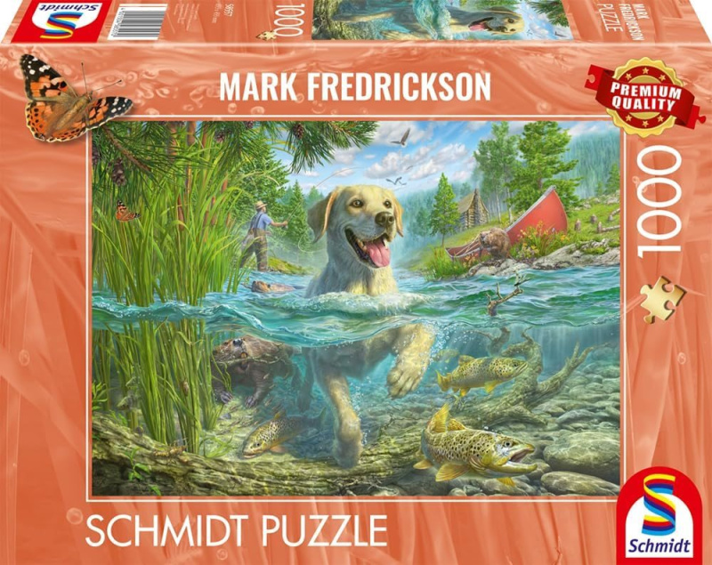 Puzzle labrador na rybách 1000 dílků