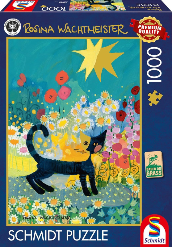 Puzzle kočka v moři květů 1000 dílků SCHMIDT
