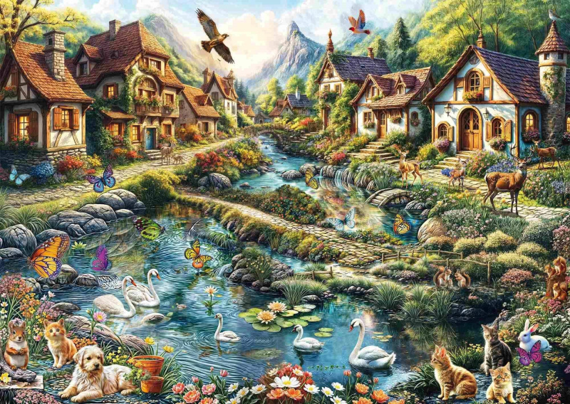 Puzzle Vesnice na okraji lesa 1000 dílků SCHMIDT