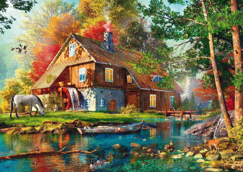 Puzzle Vodní mlýn na podzim 1000 dílků SCHMIDT
