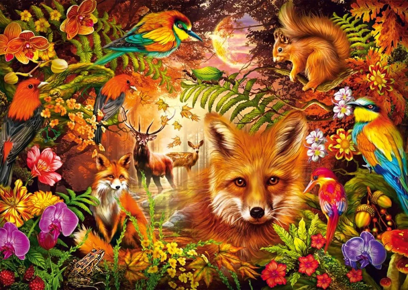 Puzzle Květiny, Srst a Peří 1000 dílků