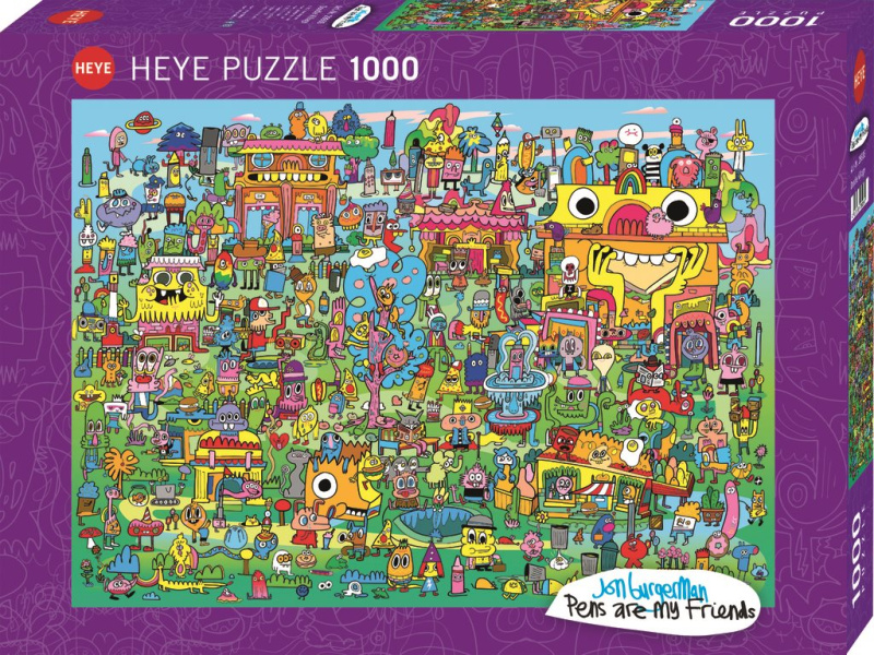 Puzzle 1000 dílků Vesnička plná Doodlí od Jon Burgermann