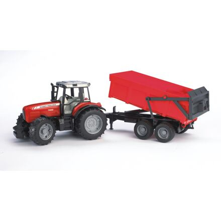 Bruder Traktor MASSEY FERGUSON se sklopným vozem červený