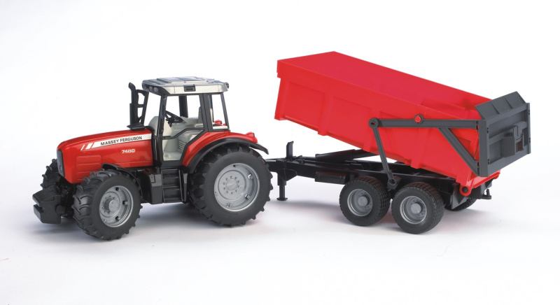 Bruder Traktor MASSEY FERGUSON se sklopným vozem červený