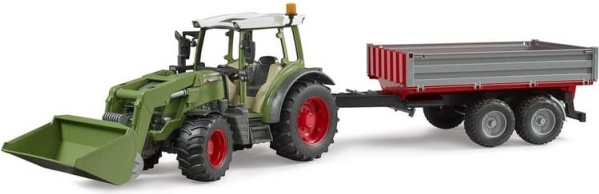 Bruder Traktor Fendt Vario 211 s čelním nakladačem a sklápěcím přívěsem