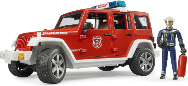 Bruder Červený požární JEEP WRANGLER s figurkou a příslušenstvím