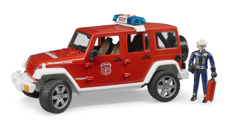 Bruder Červený požární JEEP WRANGLER s figurkou a příslušenstvím