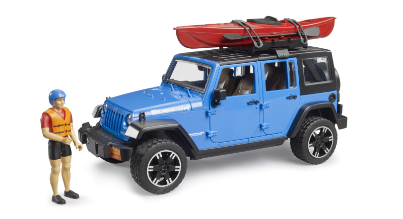 Bruder Jeep Wrangler Rubicon s kajakem a figurkou 1:16