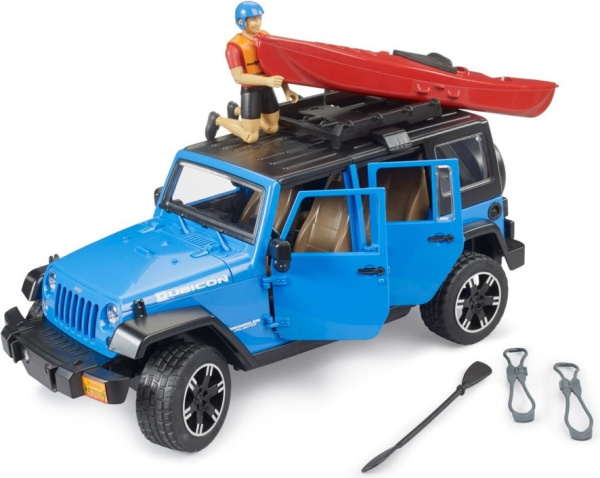 Bruder Jeep Wrangler Rubicon s kajakem a figurkou 1:16