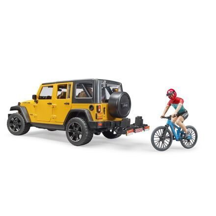 Bruder Jeep Wrangler Rubicon s cyklistou a kolem