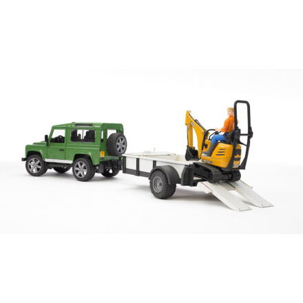 Bruder LAND ROVER + přepravník, mikrobagr JCB