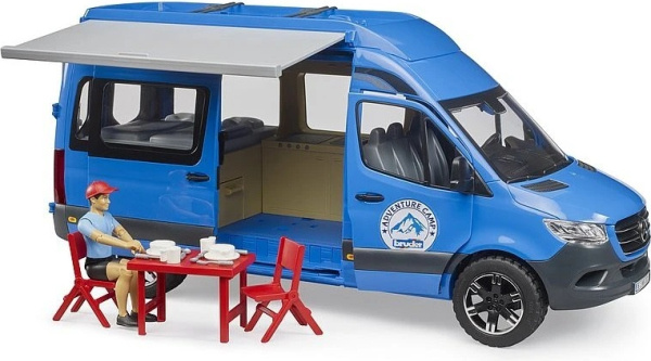 Bruder M.B. SPRINTER, camp auto, figurka, příslušenství