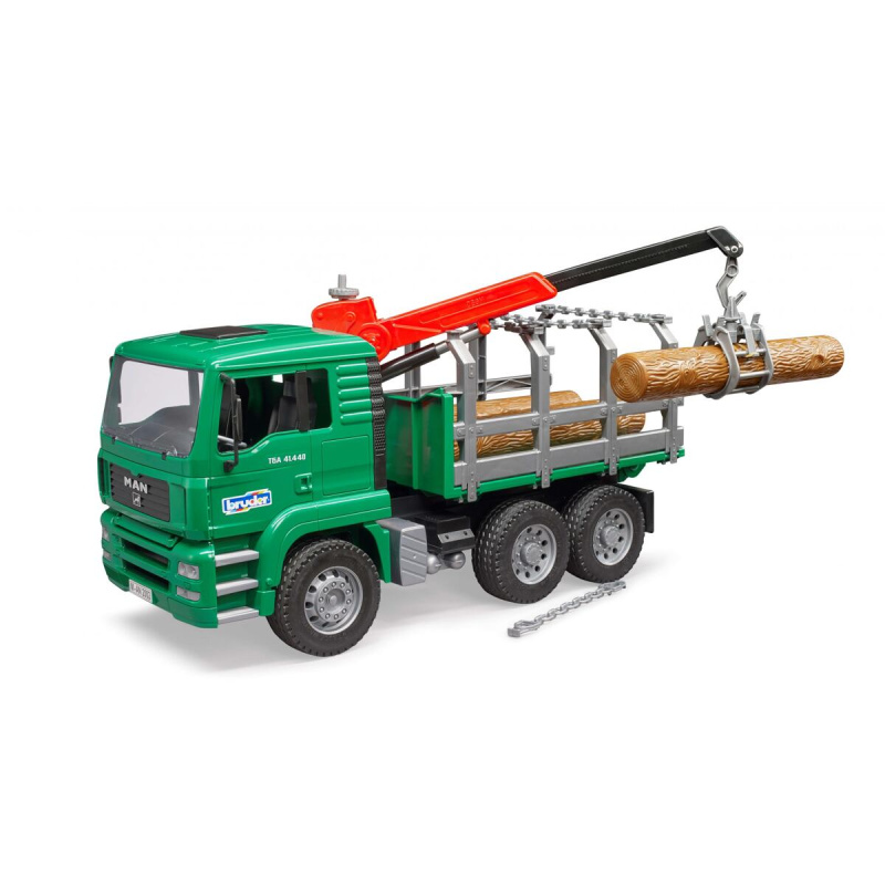 Bruder 2769 Nákladní auto MAN TGA Timber s nakládacím ramenem a 3 kmeny
