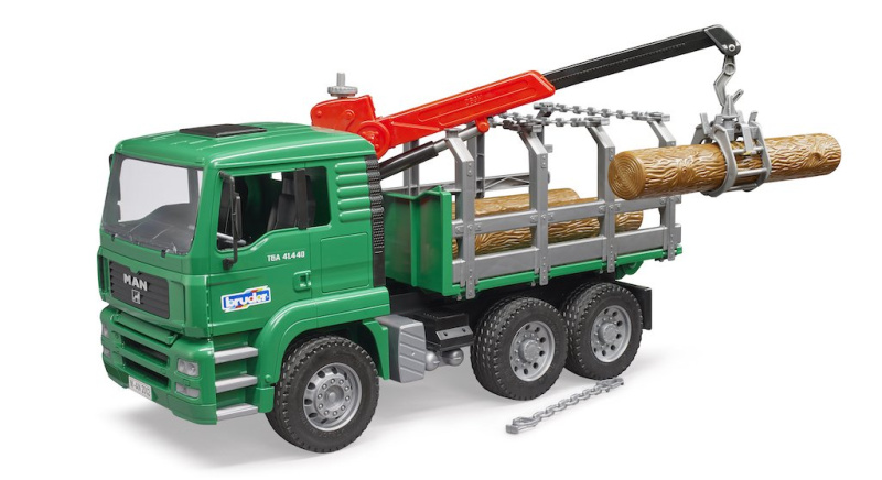 Bruder 2769 Nákladní auto MAN TGA Timber s nakládacím ramenem a 3 kmeny