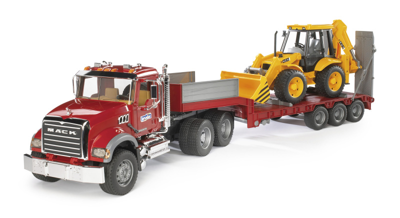 Bruder Nákladní auto MACK Granit návěs a traktor JCB