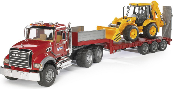Bruder Nákladní auto MACK Granit návěs a traktor JCB