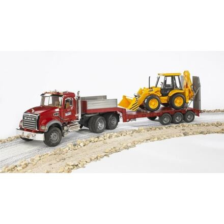 Bruder Nákladní auto MACK Granit návěs a traktor JCB