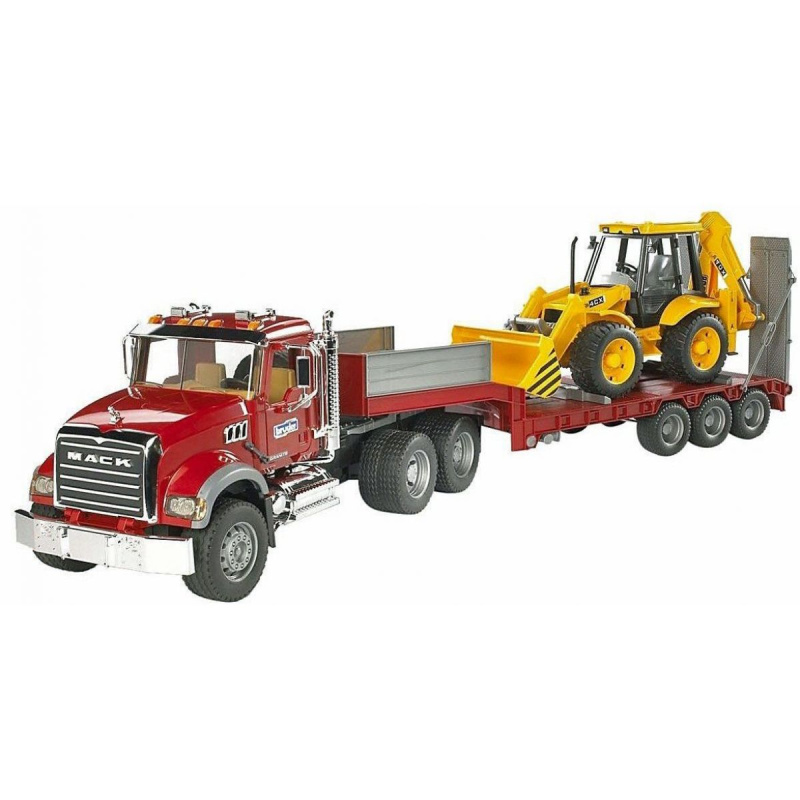 Bruder Nákladní auto MACK Granit návěs a traktor JCB