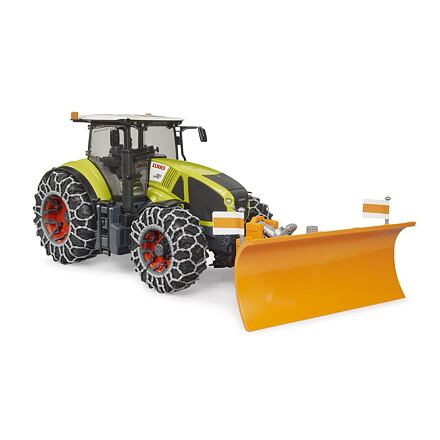 Bruder 03018 Claas Axion 950 se sněhovými řetězy a radlicí