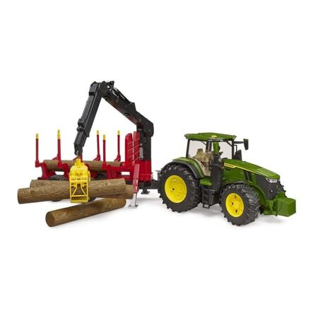 Bruder Traktor John Deere 7R 350 se zadním přívěsem a 4 kládami