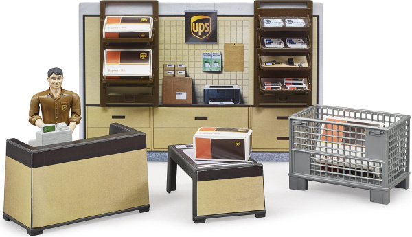 BWORLD Bruder 62250 Pobočka přepravce UPS s figurkou