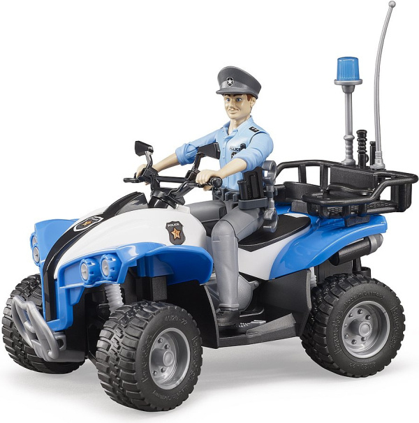 Bruder Bworld policejní modrá čtyřkolka s figurkou