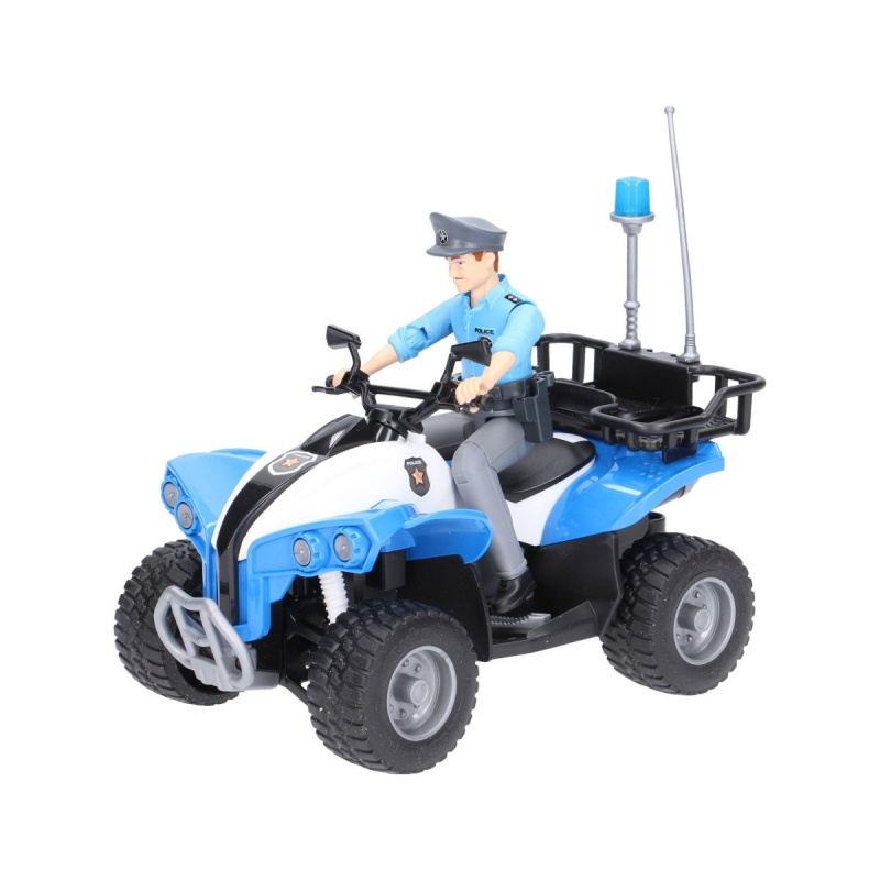 Bruder Bworld policejní modrá čtyřkolka s figurkou