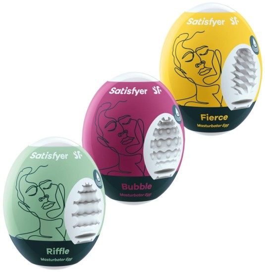 SATISFYER Masturbator Egg Set - Riffle, Bubble, Fierce - 3 Pieces