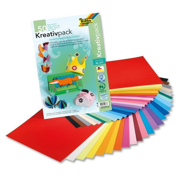 Barevné papíry Folia 25 x 130 g a 25 x 300 g