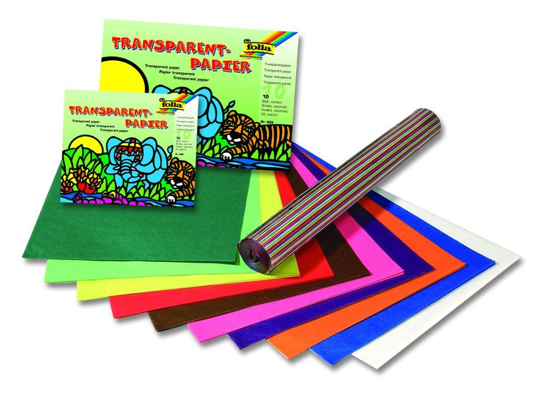 Transparent papír - na výrobu papírových draků - 20 × 30 cm, 10 listů v 10 barvách