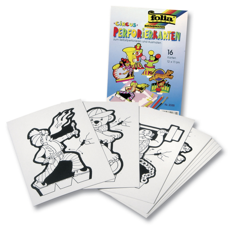 Obrázky k vypichování a vybarvení Cirkus (16 karet)