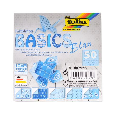 Origami papír Basics 80 g/m2 - 20 × 20 cm, 50 archů - modrý