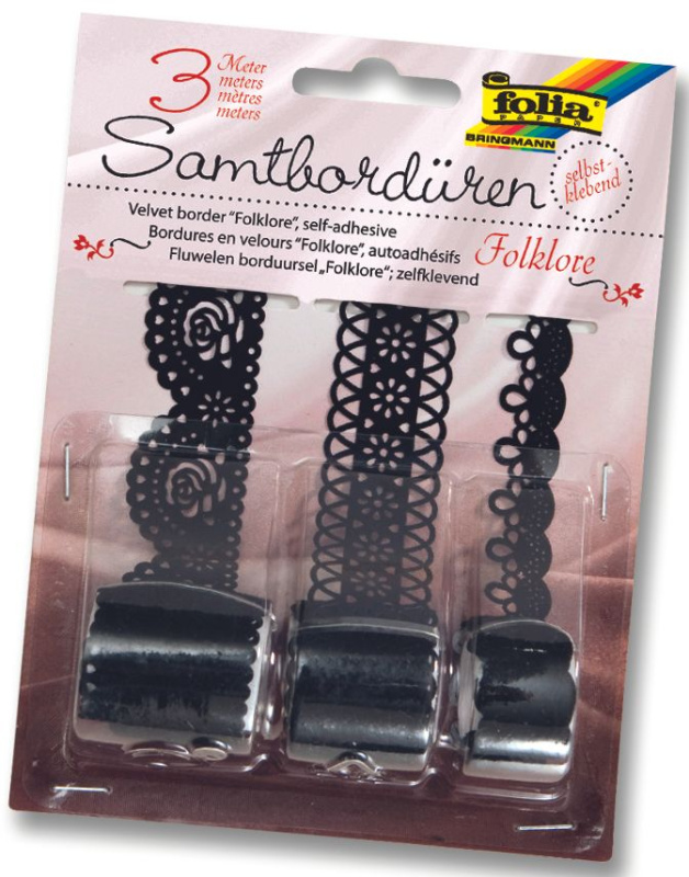 Papírové samolepicí bordury, krajky - černé