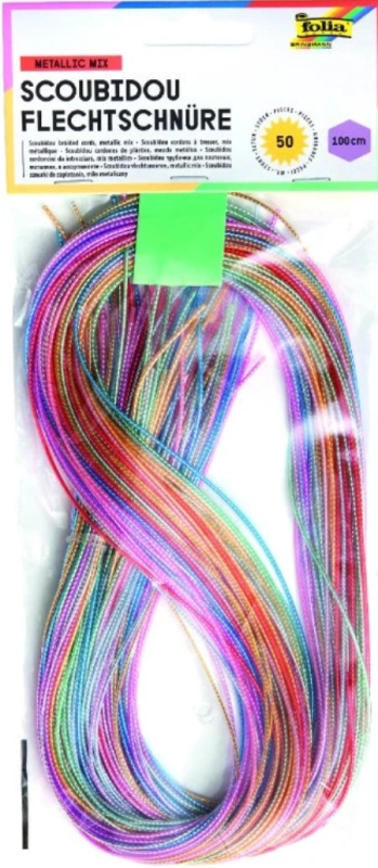 Bužírky scoubidou – třpytivé kreativní šňůrky, 50 ks