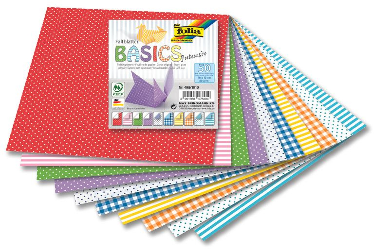 Origami papír Basic intensiv, 80 g/m2 - 10 × 10 cm