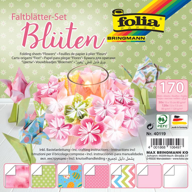 Origami papír Sada na výrobu květin - 170 listů