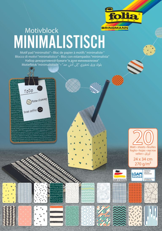 Folia Blok barevných papírů 24 × 34 cm MINIMALISMUS
