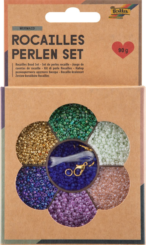 Rokajlové korálky - set - 90 g - "Mermaid"