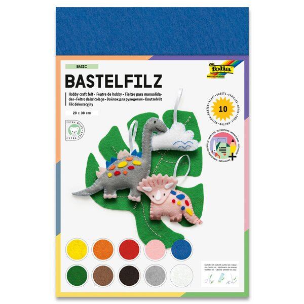 Filcový papír Folia 10 listů, mix barev