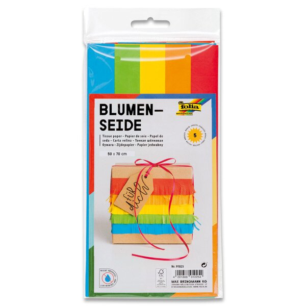 Hedvábný papír Folia 5 listů, mix barev