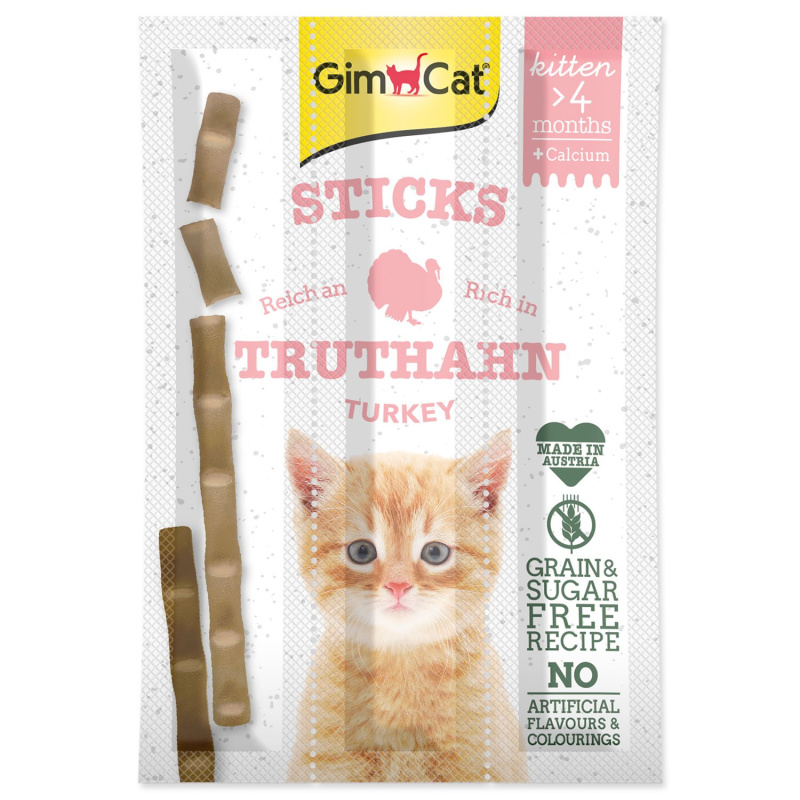 Pochoutka GimCat Kitten krůta a vápník, tyčinky (3 ks)