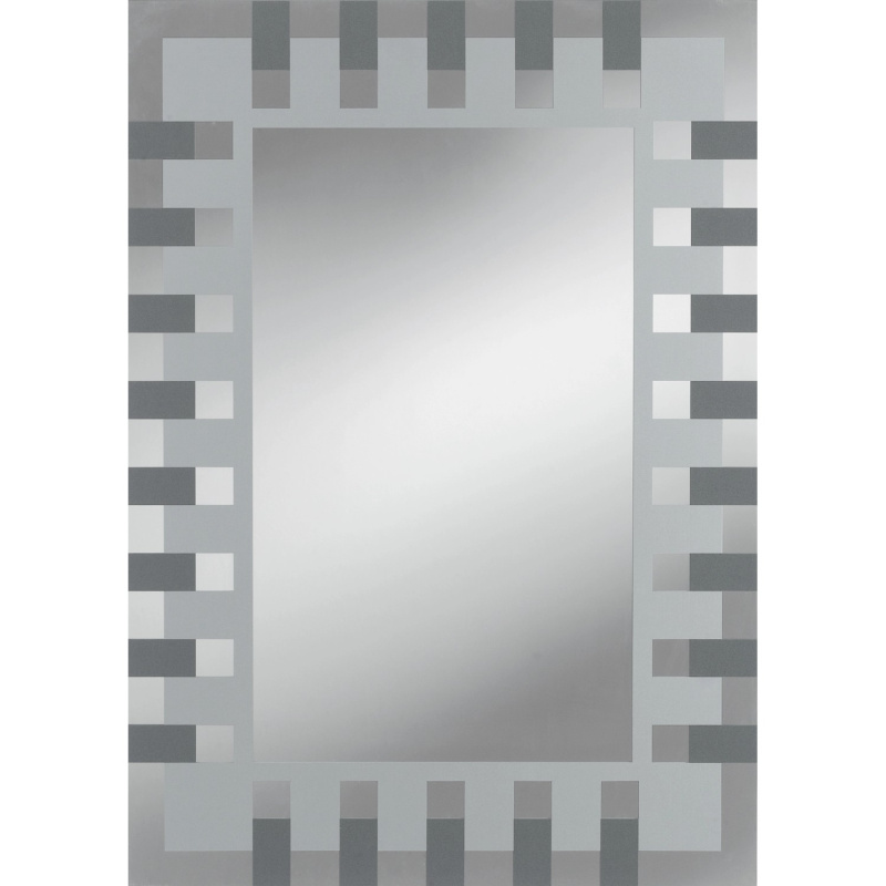 Kristall-Form Zrcadlo se sítotiskem Enzo, stříbrno-antracitové, 70 x 50 cm